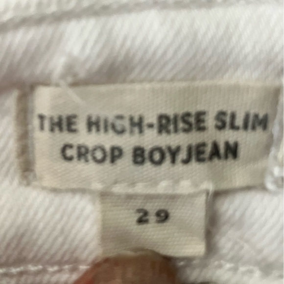 Madewell‎ White High Rise Slim Crop Boyfriend Raw Hem Jeans Size 29 - Picture 2 of 6